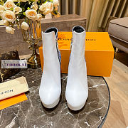Louis Vuitton White Leather Blue Denim Ankle Boots - 5