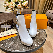 Louis Vuitton White Leather Blue Denim Ankle Boots - 2