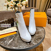 Louis Vuitton White Leather Green Denim Ankle Boots - 6
