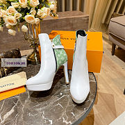 Louis Vuitton White Leather Green Denim Ankle Boots - 4