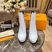 Louis Vuitton White Leather Green Denim Ankle Boots - 2