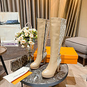 Louis Vuitton Brown Leather Brown Denim High Boots - 1