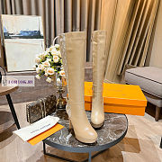 Louis Vuitton Brown Leather Brown Denim High Boots - 6