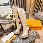 Louis Vuitton Brown Leather Brown Denim High Boots - 3