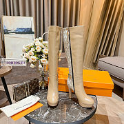 Louis Vuitton Brown Leather Brown Denim High Boots - 2