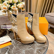 Louis Vuitton Brown Leather Brown Denim Ankle Boots - 1