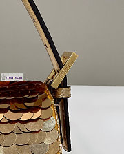 Fendi Baguette Gold-Coloured Leather and Sequinned Bag 27x5x14cm - 4