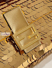 Fendi Baguette Gold-Coloured Leather and Sequinned Bag 27x5x14cm - 6