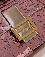 Fendi Baguette Pink Leather and Sequinned Bag 27x5x14cm - 3