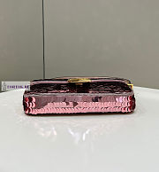 Fendi Baguette Pink Leather and Sequinned Bag 27x5x14cm - 4