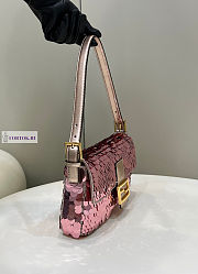 Fendi Baguette Pink Leather and Sequinned Bag 27x5x14cm - 6
