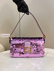 Fendi Baguette Purple Leather and Sequinned Bag 27x5x14cm - 1