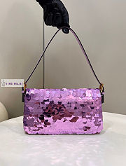 Fendi Baguette Purple Leather and Sequinned Bag 27x5x14cm - 4