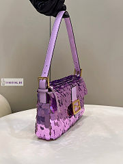 Fendi Baguette Purple Leather and Sequinned Bag 27x5x14cm - 5