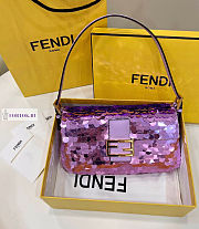 Fendi Baguette Purple Leather and Sequinned Bag 27x5x14cm - 6