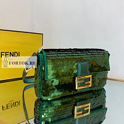 Fendi Baguette Green Leather and Sequinned Bag 27x5x14cm - 2