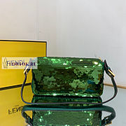 Fendi Baguette Green Leather and Sequinned Bag 27x5x14cm - 4