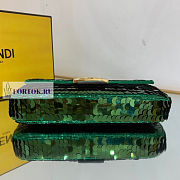 Fendi Baguette Green Leather and Sequinned Bag 27x5x14cm - 6