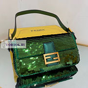 Fendi Baguette Green Leather and Sequinned Bag 27x5x14cm - 5