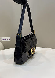 Fendi Baguette Black Leather and Sequinned Bag 27x5x14cm - 5