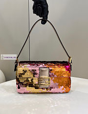 Fendi Baguette Copper-Coloured Leather and Sequinned Bag 27x5x14cm - 1