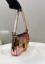 Fendi Baguette Copper-Coloured Leather and Sequinned Bag 27x5x14cm - 5