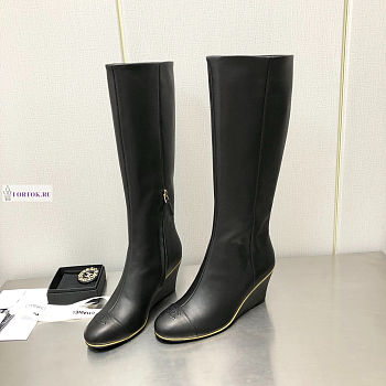 Dior Black Leather High Boots