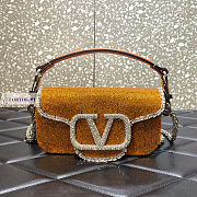 Valentino Locò Embroidered Small Yellow Shoulder Bag 20x11x5cm - 1