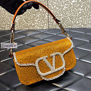 Valentino Locò Embroidered Small Yellow Shoulder Bag 20x11x5cm - 2