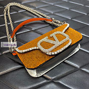 Valentino Locò Embroidered Small Yellow Shoulder Bag 20x11x5cm - 3