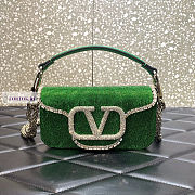 Valentino Locò Embroidered Small Green Shoulder Bag 20x11x5cm - 1