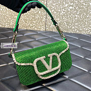 Valentino Locò Embroidered Small Green Shoulder Bag 20x11x5cm - 2