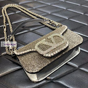 Valentino Locò Embroidered Small Silver Shoulder Bag 20x11x5cm - 5