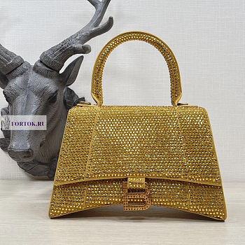 Balenciaga Hourglass S Rhinestone Yellow Bag 23cm