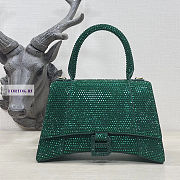 Balenciaga Hourglass S Rhinestone Green Bag 23cm - 1