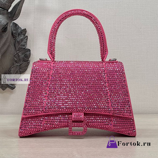 Balenciaga Hourglass S Rhinestone Pink Bag 23cm - 1