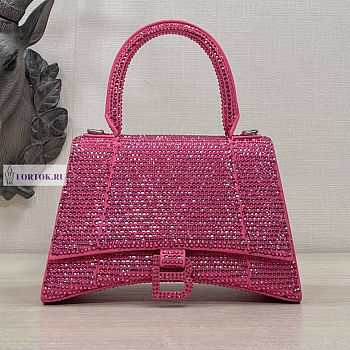 Balenciaga Hourglass S Rhinestone Pink Bag 23cm