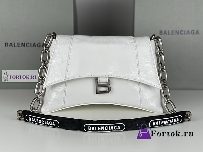 Balenciaga Downtown Small White Leather Shoulder Bag 29x10x18cm - 1