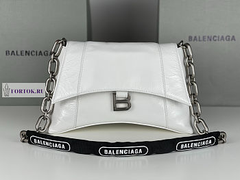 Balenciaga Downtown Small White Leather Shoulder Bag 29x10x18cm