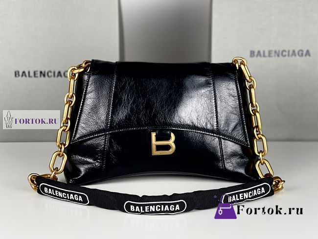 Balenciaga Downtown Small Black Leather Shoulder Bag 29x10x18cm - 1