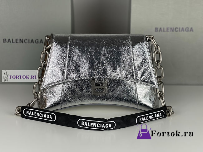 Balenciaga Downtown Small Silver Leather Shoulder Bag 29x10x18cm - 1