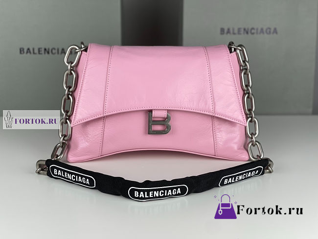 Balenciaga Downtown Small Pink Leather Shoulder Bag 29x10x18cm - 1