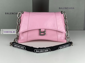 Balenciaga Downtown Small Pink Leather Shoulder Bag 29x10x18cm