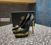 Versace Gold Medusa Calfskin Black Pumps - 6