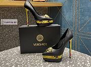 Versace Gold Medusa Calfskin Black Pumps - 5