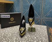 Versace Gold Medusa Calfskin Black Pumps - 4