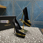 Versace Gold Medusa Calfskin Black Pumps - 3