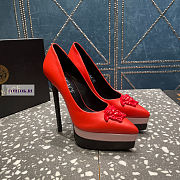Versace Medusa Calfskin Red and Pink Pumps - 3