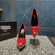 Versace Medusa Calfskin Red and Pink Pumps - 4