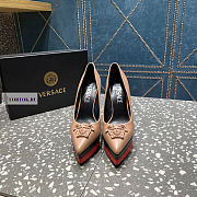 Versace Medusa Calfskin Beige Pumps - 1